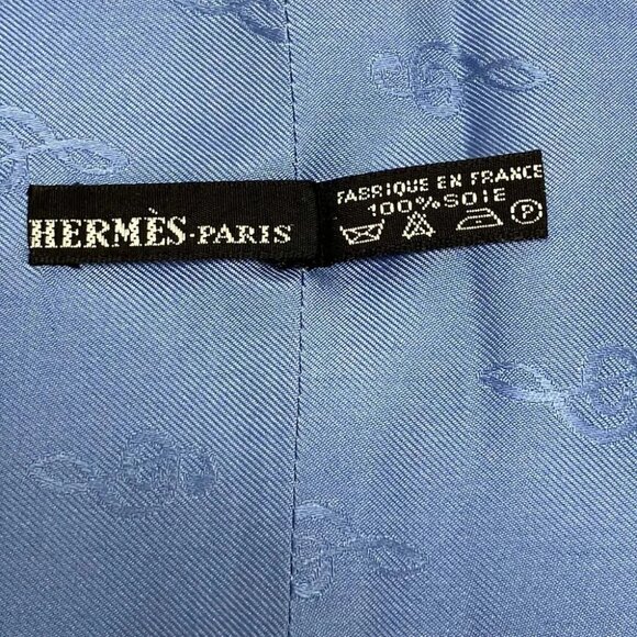 Auth HERMES - Blue Gray Beige Multi Silk Scarf - Picture 5 of 8